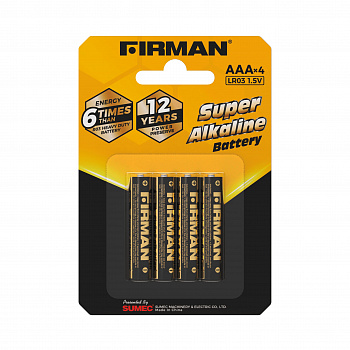 Батарейка FIRMAN AAA/LR03 (4 х блистер, в упак.12шт. блистеров)