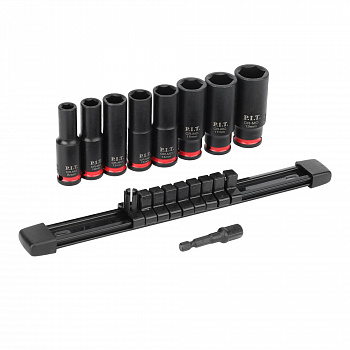 Набор головок торцевых ударных P.I.T. ADVANCE HSTL02-0009 (9шт, 3/8", HEX 8-19мм, 38мм, 42CrMo)