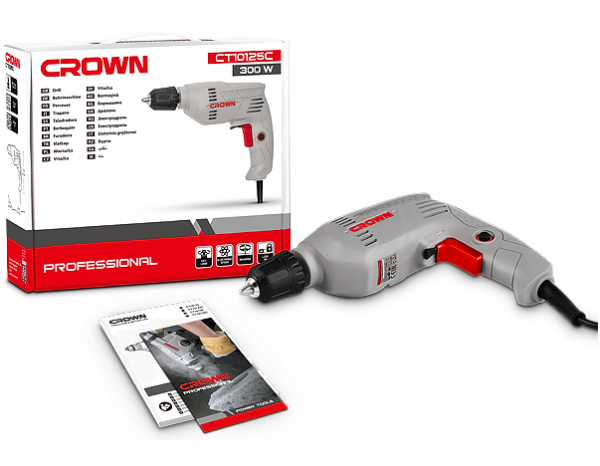 Дрель CROWN CT10125C (300Вт 13мм)