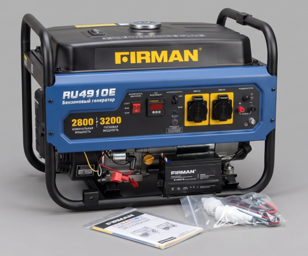 Электростанция бенз. FIRMAN RU4910E (2,8/3,2кВт, 220В, эл. старт, 1,1л/час, бак 15л, двиг. EX210E,