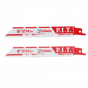 Полотно для сабельной пилы по металлу P.I.T. DRUA 2шт, 150мм, 14 TPI, бим D6A+M2 (ARSB-0614C)