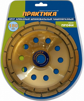 Чашка алм. ПРАКТИКА "Профи" шлиф. 2-ряда 180 х 22 мм  блистер 240-584