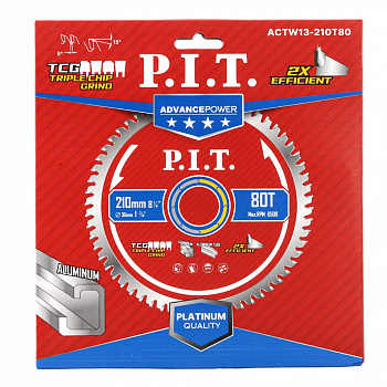 Диск пильный 210x30x2.2 P.I.T. 80T Carbide, зуб TCG 5° по алюминию (ACTW13-210T80)