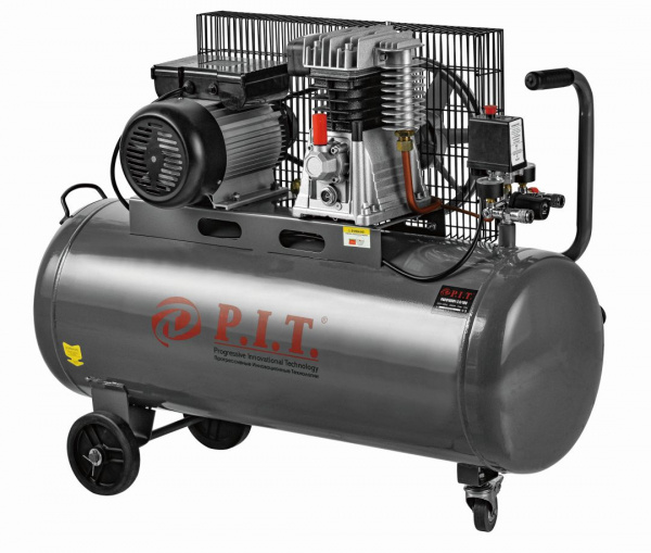 Компрессор P.I.T. PAC 016001-2,5/100 (2,5кВт, 3,4лс,330 л/мин, 100л, 2 цил, 2 вых, евро,масл.)