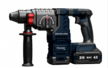 Перфоратор акк бесщет. Pioneer RH-E20V40-01C 20В, 1*4Ah. 4-реж. SDS-Plus, 26мм, кейс  (4)