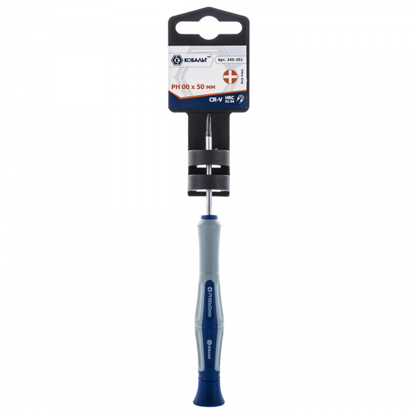 Отвертка для точных работ КОБАЛЬТ Ultra Grip PH 00х50мм CR-V, 2комп рукоятка (1шт.) подвес 245-251