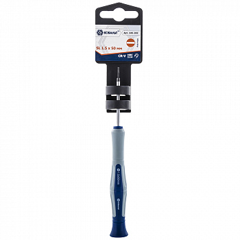 Отвертка для точных работ КОБАЛЬТ Ultra Grip SL 1.5х50мм CR-V, 2комп рукоятка (1шт.) подвес 245-282