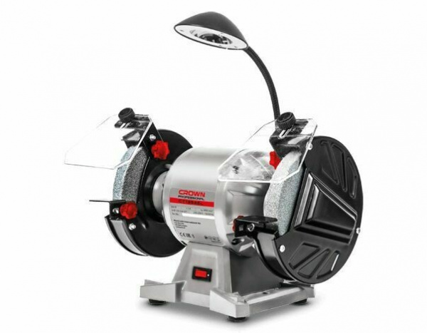 Точило CROWN CT13546L (250Вт, диаметр диска 150 мм, посадочный диаметр 12,7 / 32 мм LED-фонарь)