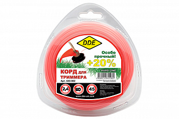 Корд трим.  2,4* 45м круг армированый в блистере DDE "Hard line"  645-082