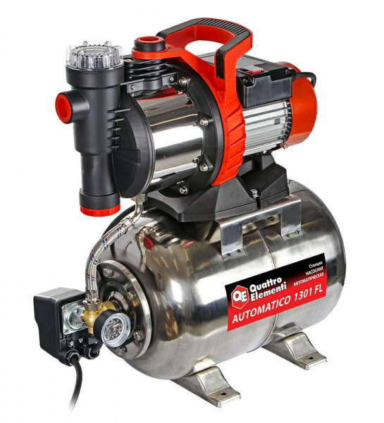 Насосная станция QUATTRO ELEMENTI Automatico 1301 FL Inox (1300 Вт, 4600 л/ч, для чистой, 50 м, 16,2