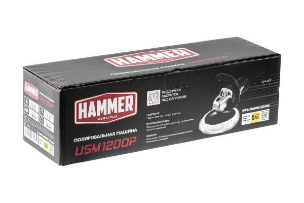 Шлифмашина полиров Hammer Flex USM1200P  (1200Вт, 600-3500об/мин, тарелка 180мм)
