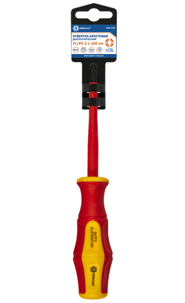 Отвертка диэлектрическая КОБАЛЬТ Ultra Grip FL/PZ-1 х 80 мм CR-V, двухкомпонентная рукоятка (1 шт.)