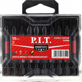 Бита ударная магнитная P.I.T. DRUA PZ2x50 мм, IMPACT, торсионная зона, 10 шт, кейс (ASDR01-50PZ2A)