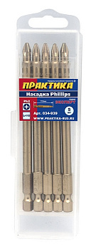 Бита отверточная ПРАКТИКА  "Эксперт" РН-2 110мм (5шт) кассета 034-939