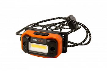 Фонарь налобный аккум. MAXPILER MHF-01 (300/100/20/8 Лм, LED COB, 65°, 5 реж, 1,5-18ч, инд. заряда)