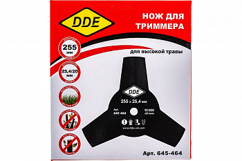 Диск для триммера 255 DDE GRASS CUT 3-х лопастной 255 х 25,4мм (толщина = 1,4 мм) 645-464