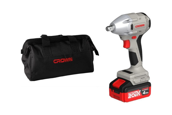 Гайковерт акк бесщет. уд. CROWN CT22046HX-4S TB 20В B3+,1х4.0Ач,0-2800 об/мин,0-3200 уд/мин, 1/2", 3