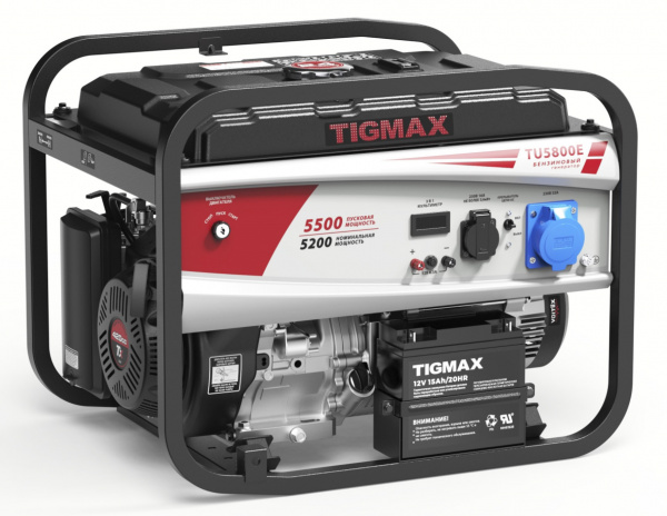 Электростанция бенз.TIGMAX  TU5800E (5,2/5,5кВт, двиг. TX190FE, 420см3,  13л.с., бак 25л,электростар