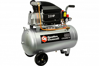 Компрессор  50 QUATTRO ELEMENTI CYCLONE-50 (1,5кВт, 240 л/мин, 50л, 2л.с, 8 бар, 32,5кг) 248-634