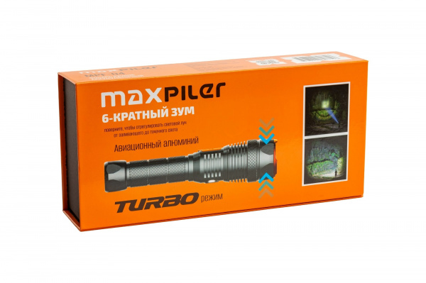 Фонарь ручной аккум. MAXPILER MPF-04 (3000-80 Лм, LED COB, 3 реж, 2-20ч, 3.7В/4000мАч, фокус. света)