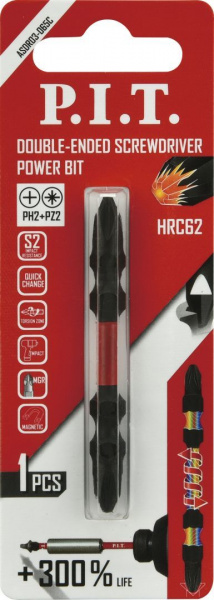 Бита двусторонняя P.I.T. PH2-PZ2x65 мм(ASDR03-065C)