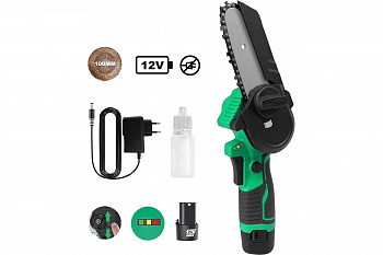 Пила цепная акк ZITREK GreenSaw 12  12В, 1,5Ач 4" Li-ion аккум. 2шт, ЗУ  082-1859